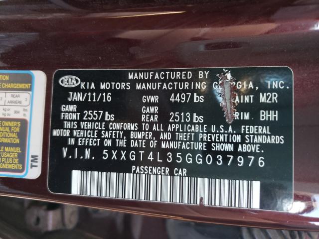 Photo 9 VIN: 5XXGT4L35GG037976 - KIA OPTIMA LX 