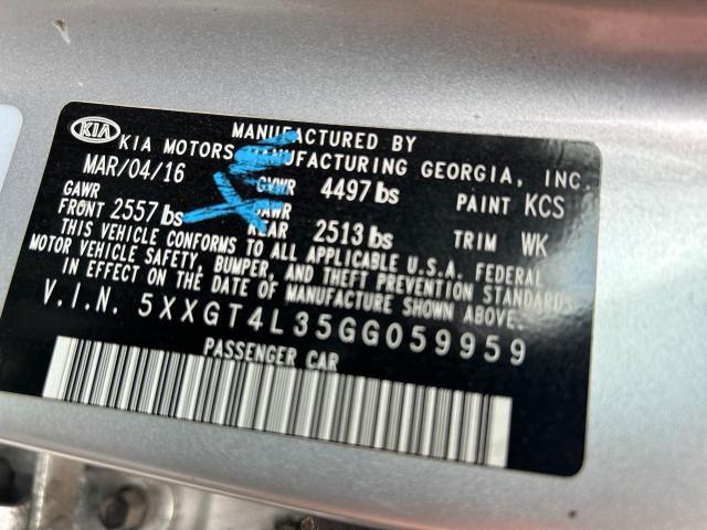 Photo 9 VIN: 5XXGT4L35GG059959 - KIA OPTIMA LX 