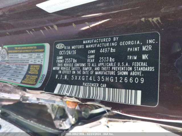 Photo 8 VIN: 5XXGT4L35HG126609 - KIA OPTIMA 