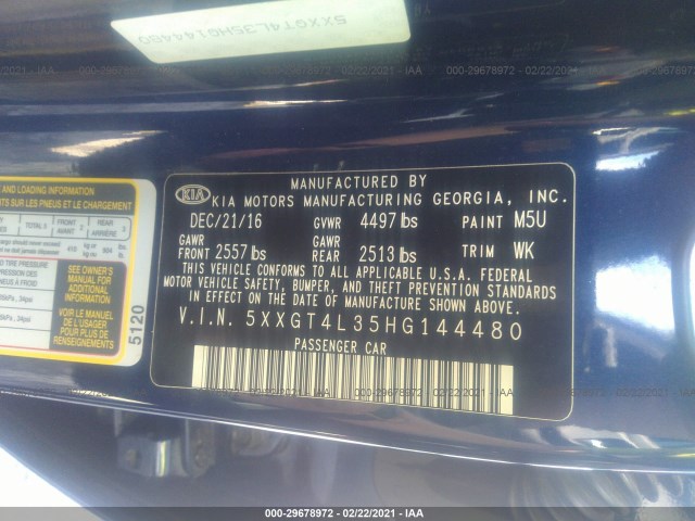 Photo 8 VIN: 5XXGT4L35HG144480 - KIA OPTIMA 