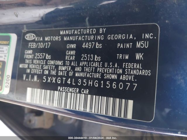 Photo 8 VIN: 5XXGT4L35HG156077 - KIA OPTIMA 