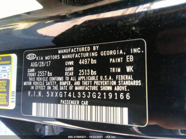 Photo 8 VIN: 5XXGT4L35JG219166 - KIA OPTIMA 