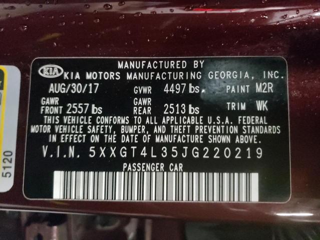 Photo 12 VIN: 5XXGT4L35JG220219 - KIA OPTIMA LX 