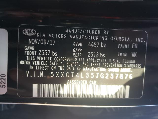 Photo 9 VIN: 5XXGT4L35JG237876 - KIA OPTIMA LX 