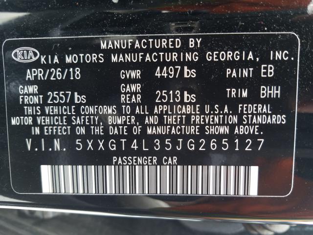 Photo 9 VIN: 5XXGT4L35JG265127 - KIA OPTIMA LX 