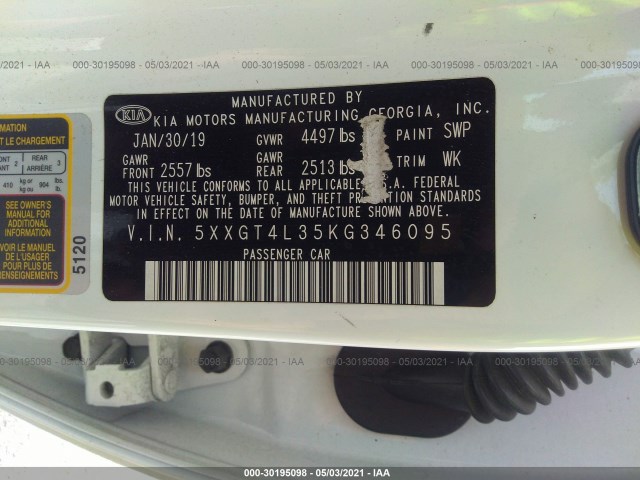 Photo 8 VIN: 5XXGT4L35KG346095 - KIA OPTIMA 