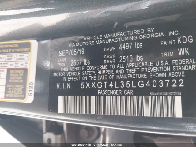 Photo 8 VIN: 5XXGT4L35LG403722 - KIA OPTIMA 