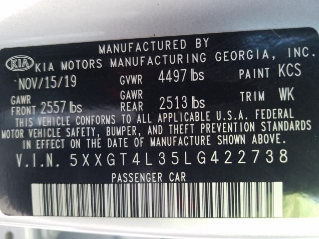 Photo 9 VIN: 5XXGT4L35LG422738 - KIA OPTIMA LX 