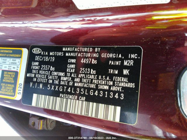 Photo 8 VIN: 5XXGT4L35LG431343 - KIA OPTIMA 