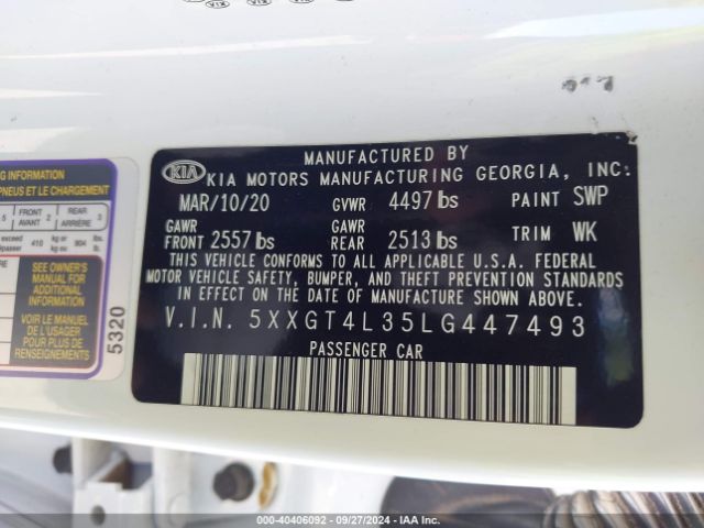 Photo 8 VIN: 5XXGT4L35LG447493 - KIA OPTIMA 