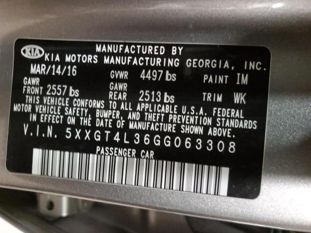 Photo 9 VIN: 5XXGT4L36GG063308 - KIA OPTIMA LX 