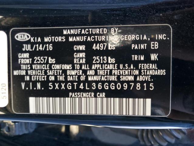 Photo 11 VIN: 5XXGT4L36GG097815 - KIA OPTIMA 