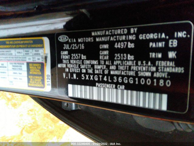 Photo 8 VIN: 5XXGT4L36GG100180 - KIA OPTIMA 