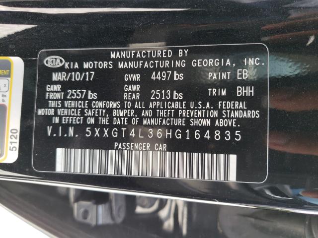 Photo 9 VIN: 5XXGT4L36HG164835 - KIA OPTIMA LX 