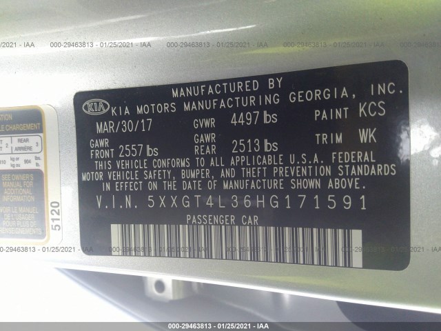 Photo 8 VIN: 5XXGT4L36HG171591 - KIA OPTIMA 