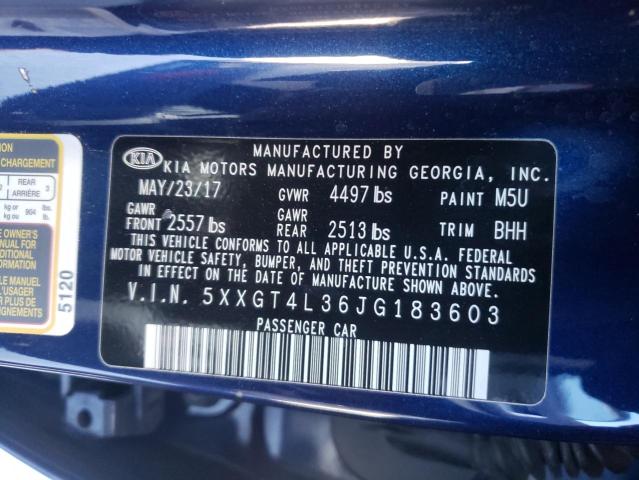 Photo 9 VIN: 5XXGT4L36JG183603 - KIA OPTIMA LX 