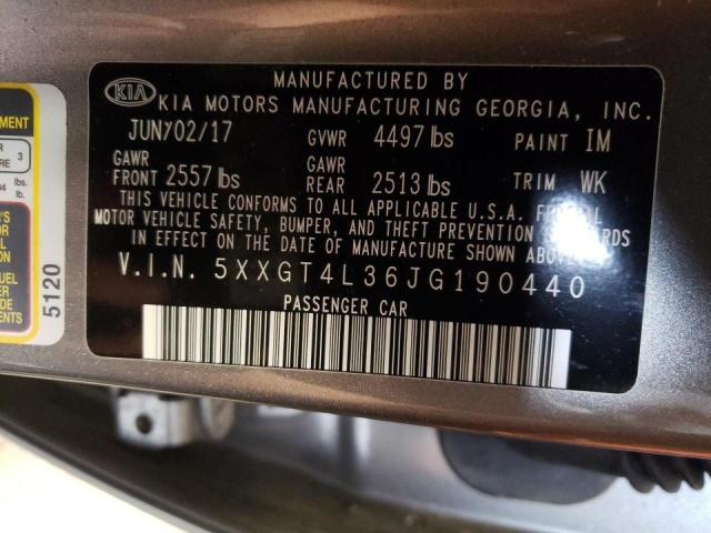 Photo 9 VIN: 5XXGT4L36JG190440 - KIA OPTIMA LX 