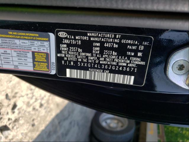 Photo 9 VIN: 5XXGT4L36JG243671 - KIA OPTIMA LX 