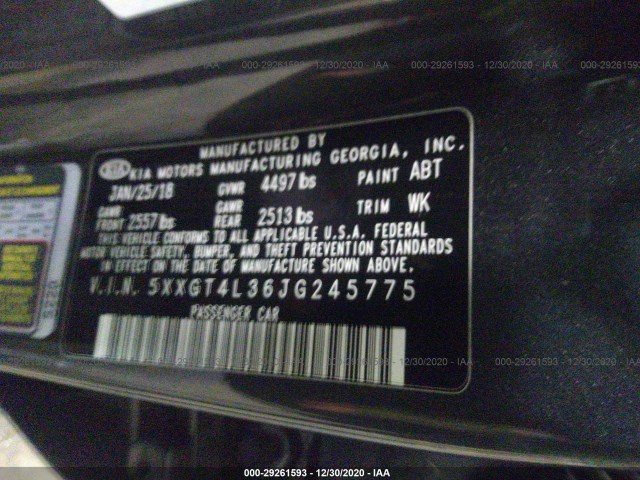 Photo 8 VIN: 5XXGT4L36JG245775 - KIA OPTIMA 