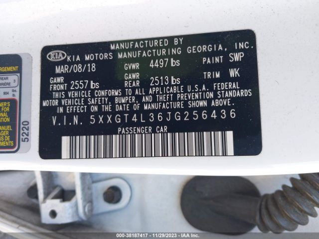 Photo 8 VIN: 5XXGT4L36JG256436 - KIA OPTIMA 