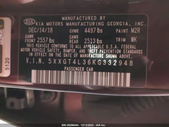 Photo 8 VIN: 5XXGT4L36KG332948 - KIA OPTIMA 