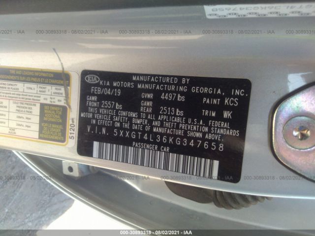 Photo 8 VIN: 5XXGT4L36KG347658 - KIA OPTIMA 