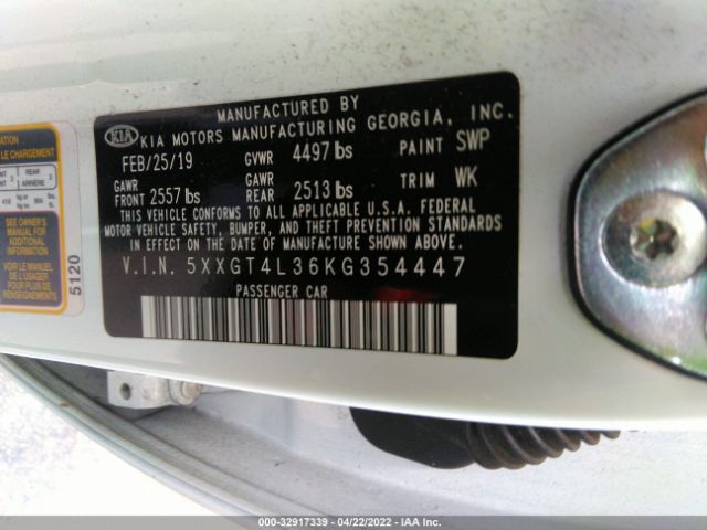 Photo 8 VIN: 5XXGT4L36KG354447 - KIA OPTIMA 