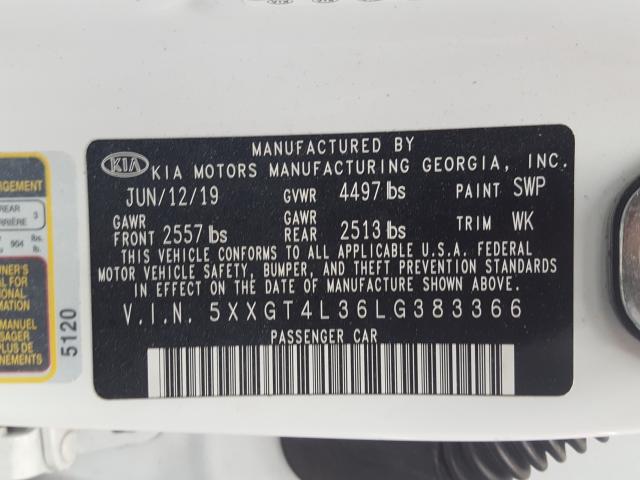 Photo 9 VIN: 5XXGT4L36LG383366 - KIA OPTIMA LX 