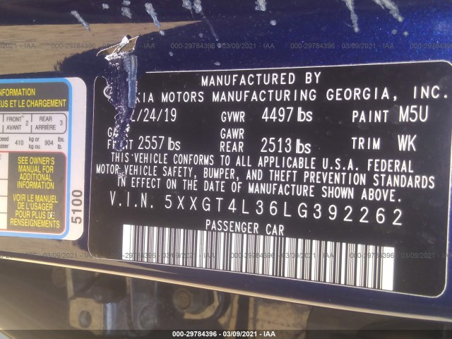 Photo 8 VIN: 5XXGT4L36LG392262 - KIA OPTIMA 