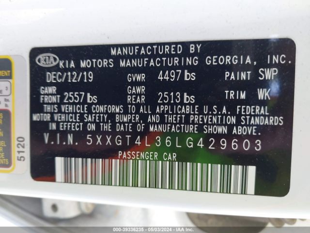 Photo 8 VIN: 5XXGT4L36LG429603 - KIA OPTIMA 