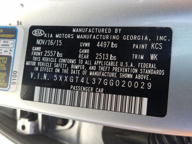 Photo 9 VIN: 5XXGT4L37GG020029 - KIA OPTIMA LX 