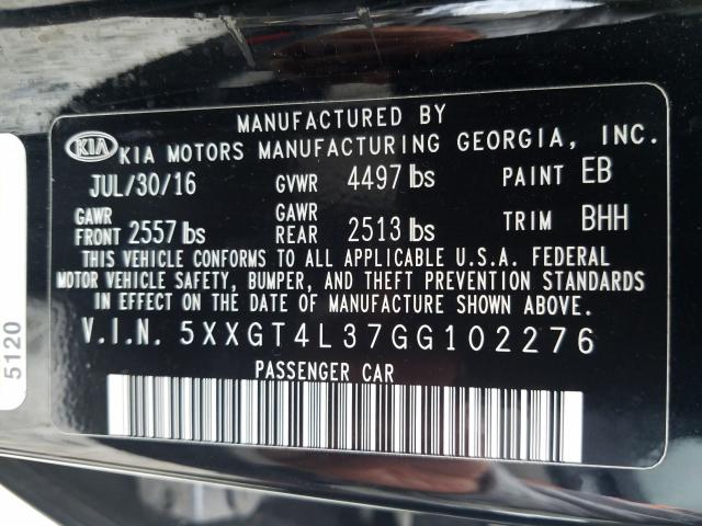 Photo 9 VIN: 5XXGT4L37GG102276 - KIA OPTIMA LX 