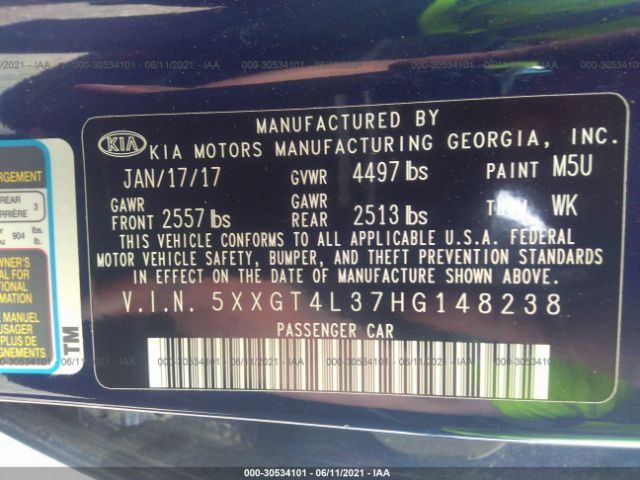 Photo 8 VIN: 5XXGT4L37HG148238 - KIA OPTIMA 