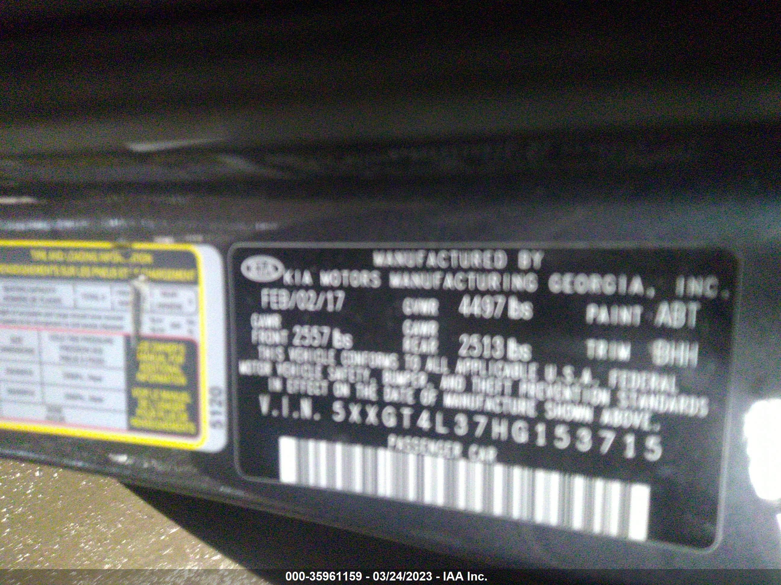 Photo 8 VIN: 5XXGT4L37HG153715 - KIA OPTIMA 