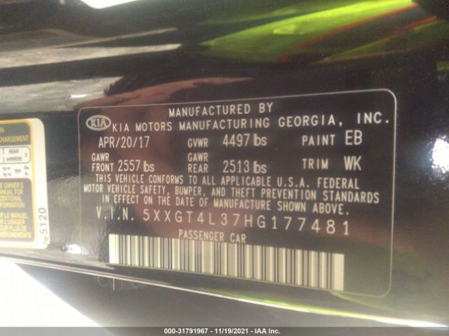 Photo 8 VIN: 5XXGT4L37HG177481 - KIA OPTIMA 