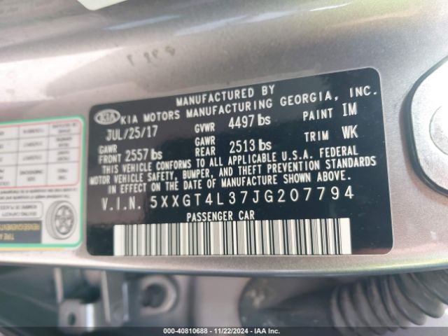 Photo 8 VIN: 5XXGT4L37JG207794 - KIA OPTIMA 