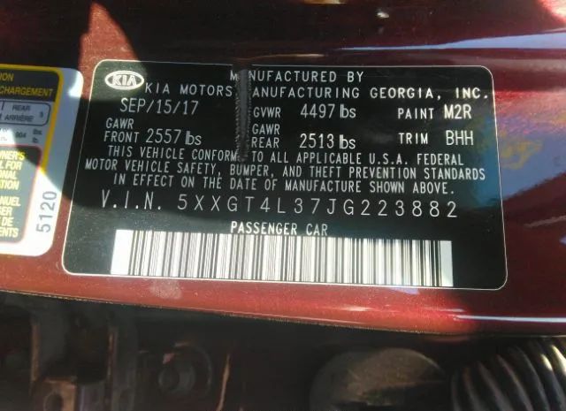 Photo 8 VIN: 5XXGT4L37JG223882 - KIA OPTIMA 