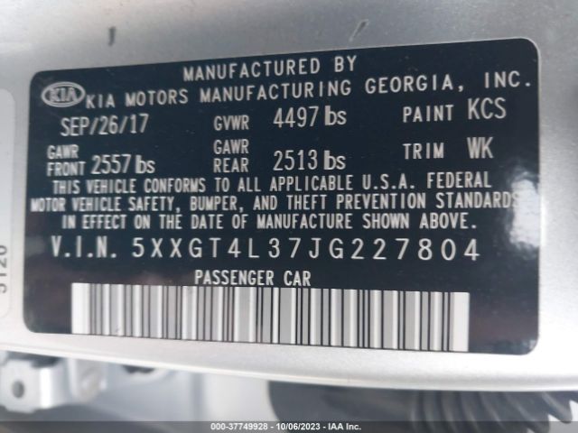 Photo 8 VIN: 5XXGT4L37JG227804 - KIA OPTIMA 