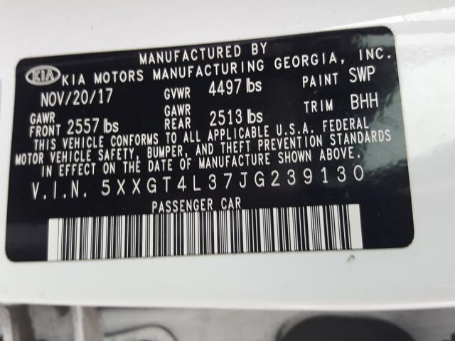 Photo 9 VIN: 5XXGT4L37JG239130 - KIA OPTIMA LX 