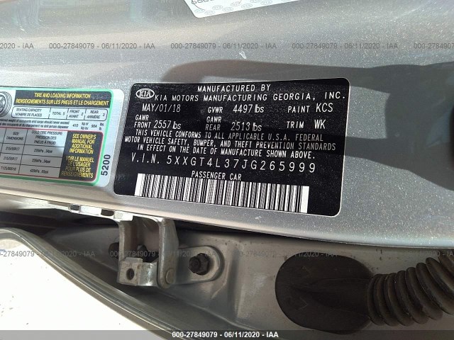 Photo 8 VIN: 5XXGT4L37JG265999 - KIA OPTIMA 