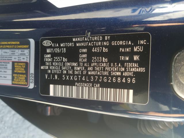 Photo 9 VIN: 5XXGT4L37JG268496 - KIA OPTIMA LX 