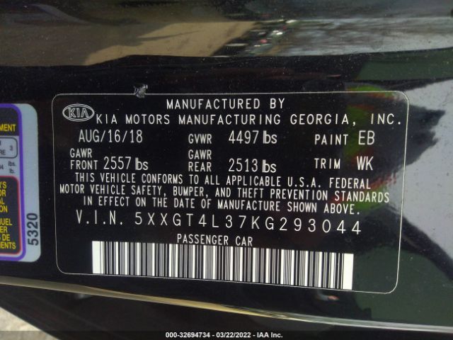 Photo 8 VIN: 5XXGT4L37KG293044 - KIA OPTIMA 