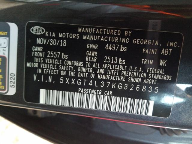 Photo 9 VIN: 5XXGT4L37KG326835 - KIA OPTIMA LX 