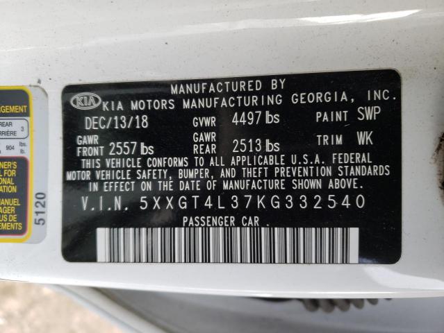 Photo 11 VIN: 5XXGT4L37KG332540 - KIA OPTIMA 