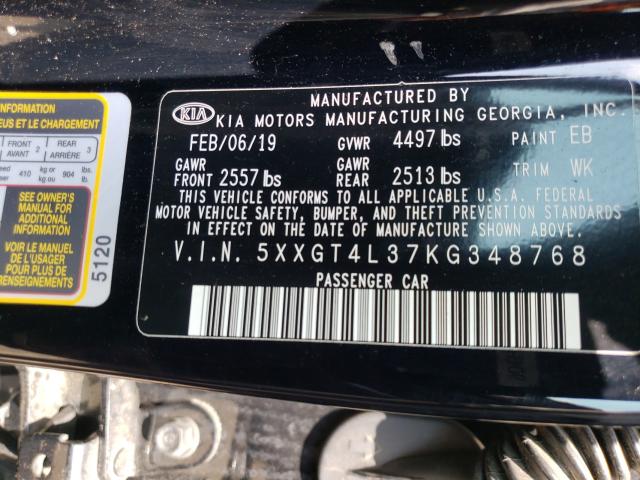 Photo 9 VIN: 5XXGT4L37KG348768 - KIA OPTIMA LX 