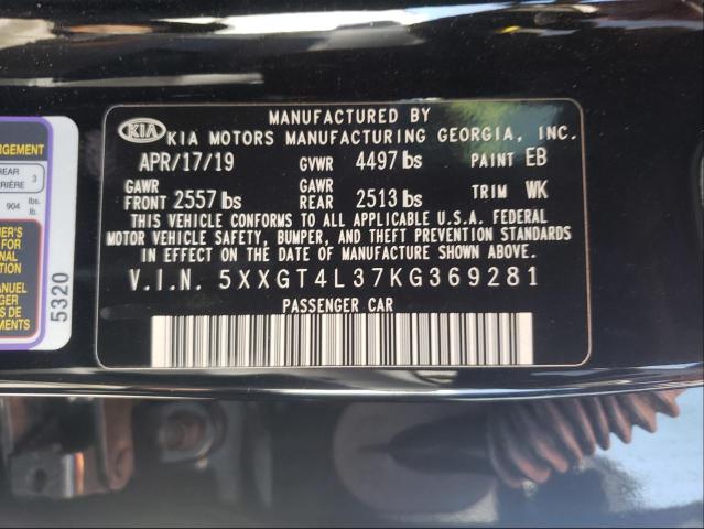 Photo 9 VIN: 5XXGT4L37KG369281 - KIA OPTIMA LX 