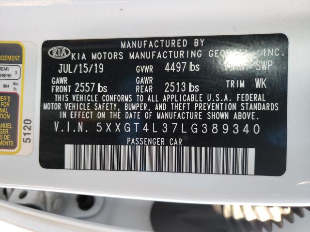 Photo 9 VIN: 5XXGT4L37LG389340 - KIA OPTIMA LX 