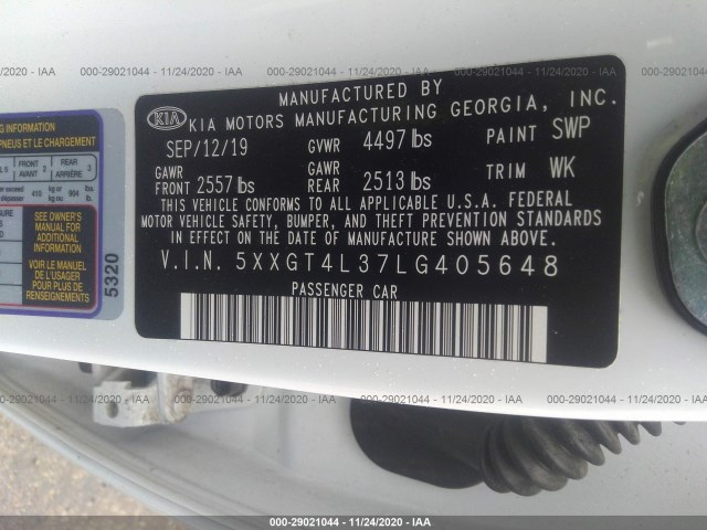 Photo 8 VIN: 5XXGT4L37LG405648 - KIA OPTIMA 