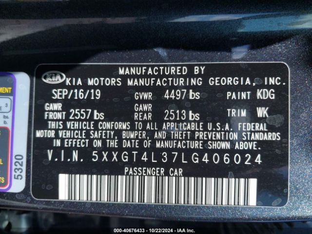 Photo 8 VIN: 5XXGT4L37LG406024 - KIA OPTIMA 