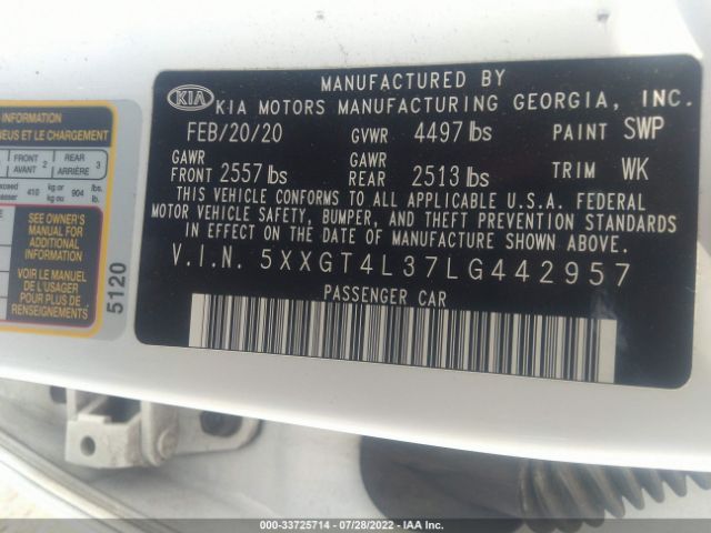 Photo 8 VIN: 5XXGT4L37LG442957 - KIA OPTIMA 